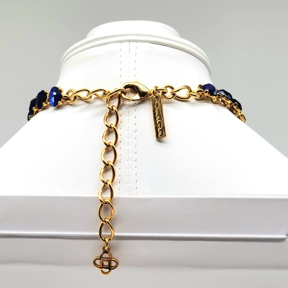 Oscar de la Renta Cobalt Blue Swarovski Crystal Flower Statement Necklace - Picture 11 of 14